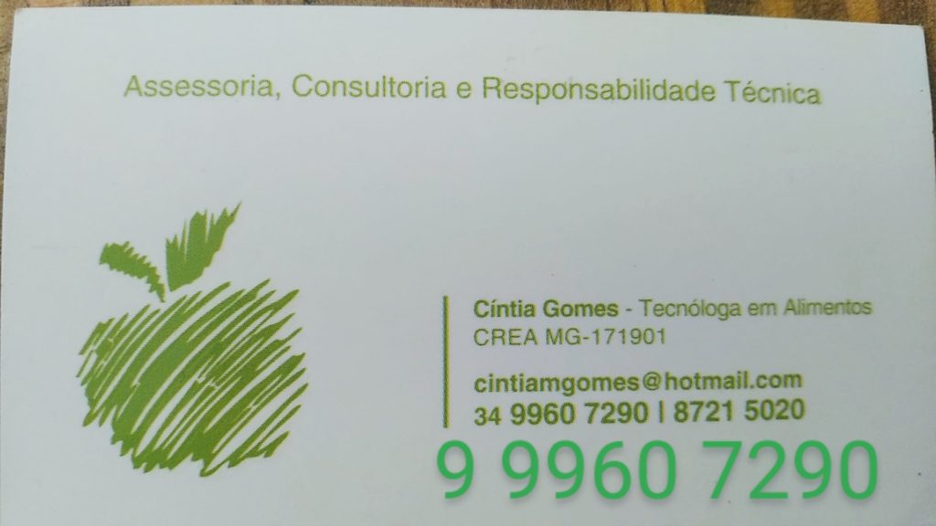 Responsável Técnica Técnico Alimentos Cíntia Gomes